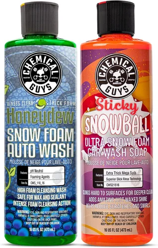 Miniatura 9 de Chemical Guys Honeydew Snow Foam (CWS_110_16) y Extreme Wash & Wax (CWS_207_16) Jabón de lavado de autos Paquete de 16 onzas (2) botellas de 16 onzas