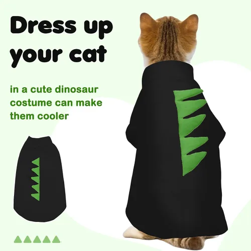 Miniatura 3 de DENTRUN Sphynx - Ropa de gato, lindo diseño de dinosaurio, disfraz de gato sin pelo, camisas de algodón transpirable, ropa de gato solo para gatos