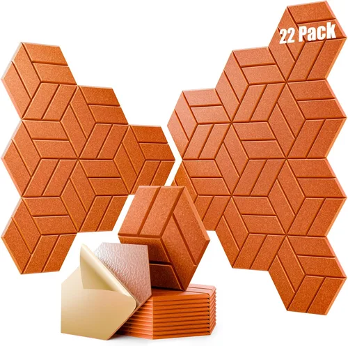 Miniatura 10 de 12 paneles acústicos autoadhesivos, paneles de espuma a prueba de sonido de 12 x 10 x 0.4 pulgadas para paredes, paneles de pared hexagonales Negro