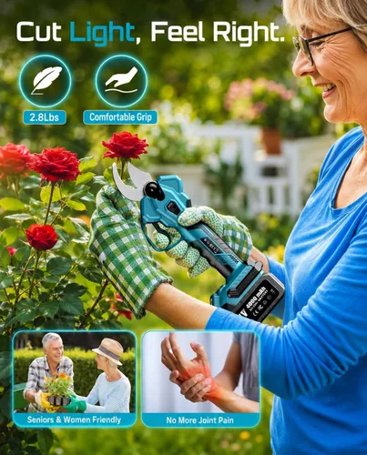 Miniatura 7 de Seesii Tijeras de podar eléctricas para jardinería: podadora eléctrica inalámbrica de corte de 1.8" - Motor sin escobillas, batería dual de 4.0Ah