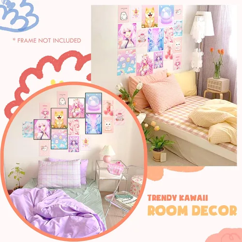Miniatura 3 de 97 Decor Póster de arte de pared Kawaii – Lindo collage estético de decoración de habitación de anime para dormitorio, habitación de niños