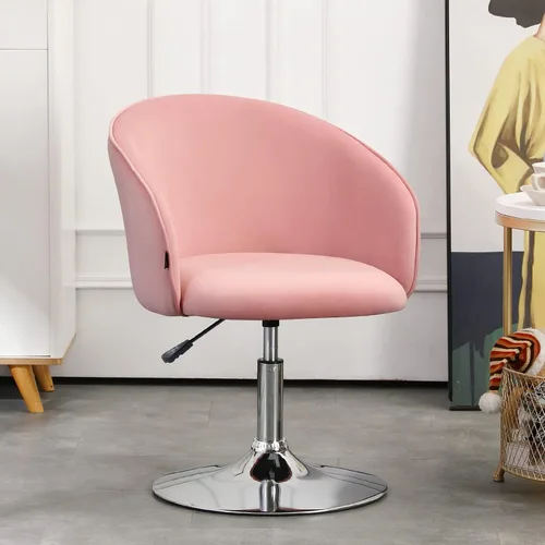 Miniatura 8 de Furnimart Silla de Tocador de Terciopelo con Marco de Cromo, Altura Ajustable y Giratoria, Rosa - Sala de Estar, Dormitorio, Oficina Terciopelo