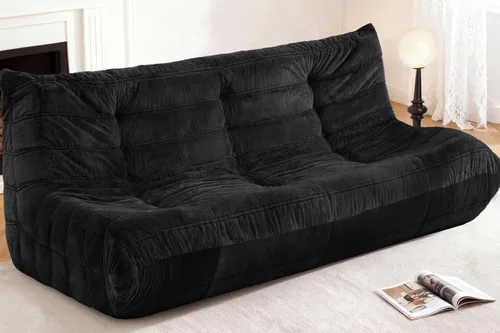 Miniatura 20 de Puf para adultos, silla puf grande, sillón con relleno de espuma viscoelástica para el hogar, apartamento o sala de juegos, gris afelpado Felpa gris