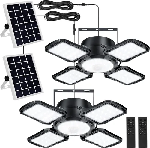 Miniatura 8 de Luz Solar para Cobertizo Interior y Exterior, 176LED Luz Colgante con Sensor de Movimiento Solar Disponible Durante el Día, Luces Solares Interiores