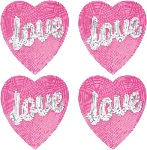 Miniatura 11 de INFUNLY 4 parches de cuentas de diamantes de imitación de ojo de corazón de 4.1 x 2.9 pulgadas, parches para coser en forma de corazón, hechos a