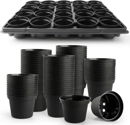 Miniatura 20 de RooTrimmer Bandejas redondas de 12 celdas para macetas de semillero gruesas y duraderas, bandejas de transporte para sostener macetas de 4 pulgadas