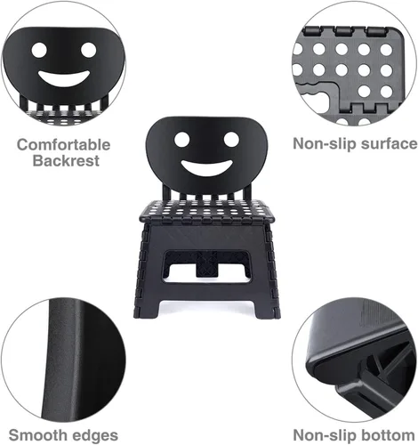 Miniatura 3 de ACSTEP Taburete plegable con soporte de espalda para niños, taburete de 9 pulgadas para niños y niñas, taburete de cocina al aire libre