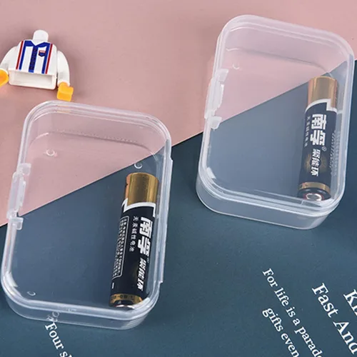 Miniatura 5 de 100 unidades de cajas de almacenamiento rectangulares mini de plástico transparente con tapa con bisagras para cuentas y otros artículos pequeños