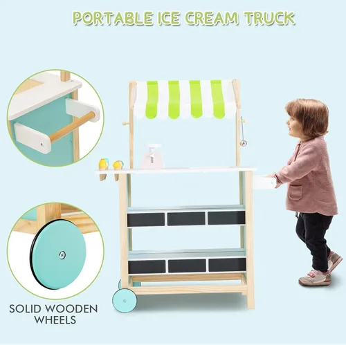 Miniatura 6 de INFANS Juguete de madera para tienda de comestibles, juego de simulación de supermercado, almacenamiento adicional, 6 escalas de helado, campanas