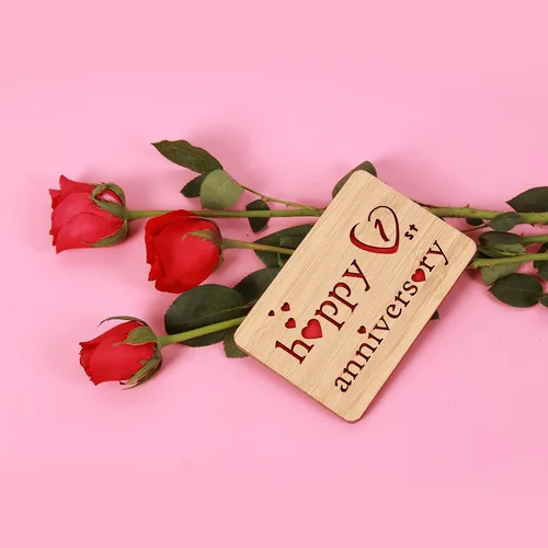 Miniatura 5 de Tarjeta de felicitación de madera para el primer aniversario, hecha a mano, 1 año, aniversario de boda, tarjeta de primer aniversario para ella, él