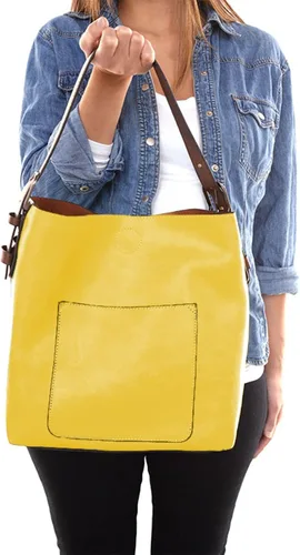 Miniatura 5 de Joy Susan - Bolsa clásica 2 en 1 para mujer, estilo hobo, Amarillo, talla única