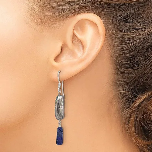 Miniatura 3 de Plata de ley 925, perla, cultivada en agua dulce, color gris lapislázuli, colgante, gota de piedra natural, joyería fina para mujer, regalos