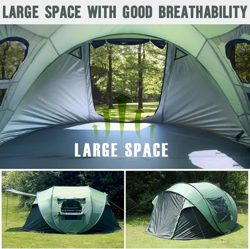 Miniatura 2 de Tienda de campaña desplegable para camping, tienda de campaña para 4 personas con almacenamiento adicional, protección UV, impermeable, costuras