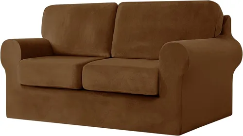 Miniatura 48 de UNBBRRL Fundas de sofá de 3 piezas para sofá, funda de terciopelo elástico para sillón con 1 funda de cojín de asiento y 1 funda de respaldo