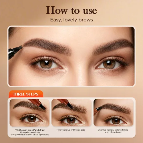 Miniatura 4 de Lápiz de cejas Microblading, resistente al agua, para mujer, con 4 puntas, maquillaje mágico natural para cejas, lápiz de contorno de trazos finos