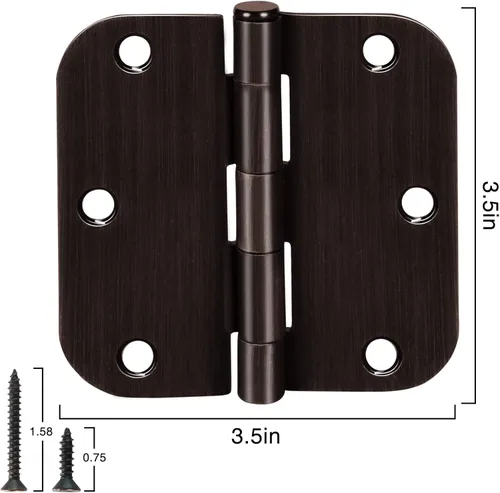 Miniatura 45 de Paquete de 30 bisagras redondeadas con radio de 5/8", de hierro, planas, herrajes para puertas, decoración de puertas dobles, habitación, oficina