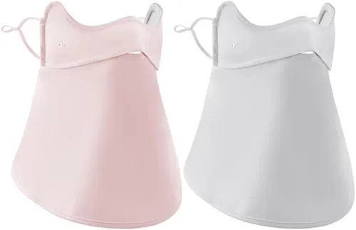 OHRAIN 2 piezas de protección solar UPF 50+ cubiertas faciales pasamontañas transpirables polainas de cuello para mujeres blanco negro 19SSF018