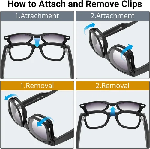 Miniatura 5 de BonFook HiBloks Transitions/Gradient Polarized Matte/Shiny Clip-On Lenses for RayBan Gen 1&2 Meta Wayfarer(RW4006/4008/4012)