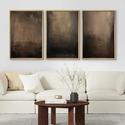 Miniatura 2 de SIGNFORD Impresión en Lienzo Enmarcado Conjunto de Arte de Pared Arte Abstracto Terroso en Tonos Marrón Profundo y Beige Arte Moderno Decorativo