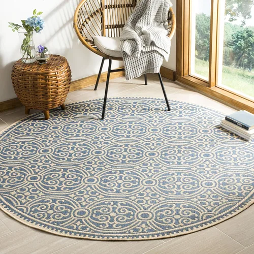 Miniatura 31 de SAFAVIEH Alfombra lavable para exteriores Linden Collection - 4 x 6 pies, aguamarina y crema, no desprende pelusa y fácil de limpiar, ideal