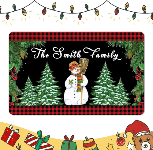 Miniatura 9 de Tapete personalizado de bienvenida de Navidad para entrada al aire libre con nombre, tapete de puerta de Navidad personalizado para Navidad, tapete