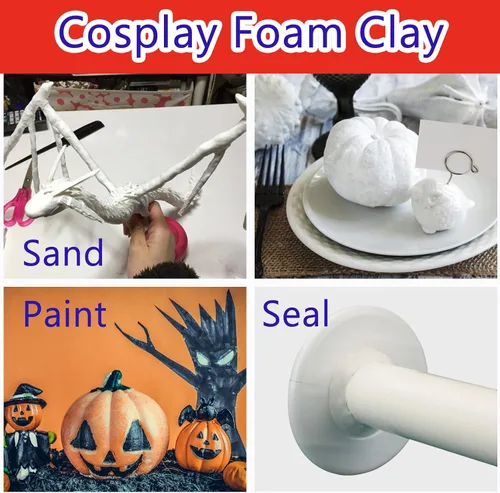 Miniatura 7 de Arcilla de espuma para cosplay de 17.64 oz, espuma ligera para esculpir, arcilla seca al aire para cosplay y disfraces, arcilla de espuma moldeable