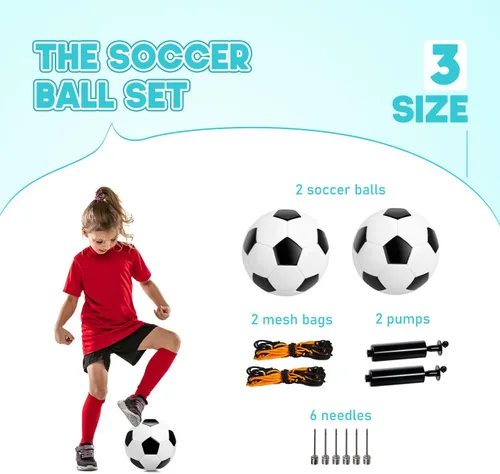Miniatura 3 de Soccer Ball Size 5 Size 4 Size 3 Size 2 with Pump Deflated - 2 Pack Standard Indoor Outdoor Training Ball Black and White - Gift for Adult Youth