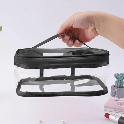 Miniatura 7 de Bolsa de maquillaje con cremallera impermeable portátil bolsa de almacenamiento de viaje 2 uds., Negro -, Pvc