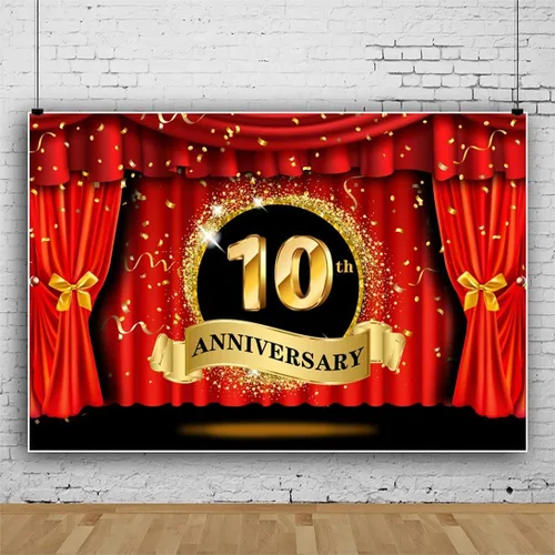 Miniatura 3 de Telón de fondo de lujo de 5 x 3 pies, cortina roja con purpurina con puntos dorados, fotografía de fondo, pareja, matrimonio, boda, aniversario