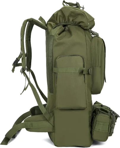 Miniatura 4 de Mochila de senderismo para acampar de 100L, mochila táctica militar Molle, mochila de senderismo ligera impermeable, Verde militar, Grande