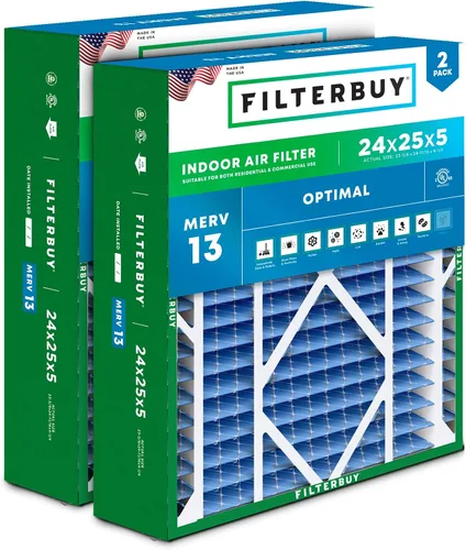 Miniatura 22 de Filterbuy Filtro de Aire MERV 13 de 20 x 25 x 5 pulgadas para defensa óptima contra el humo y las alergias (paquete de 2), filtros plisados
