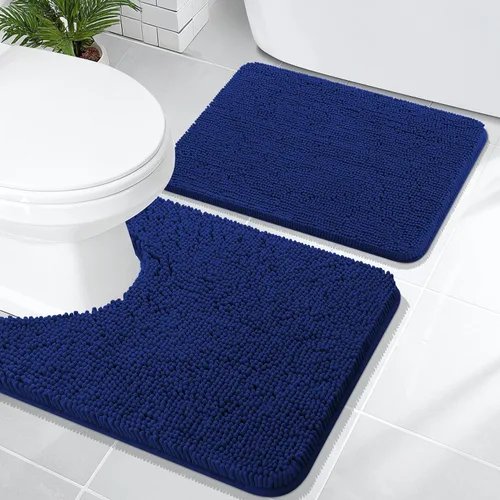 Miniatura 108 de OLANLY Juego de alfombras de baño de 2 piezas, alfombras de baño de chenilla suave y absorbente y alfombra de contorno en forma de U para inodoro