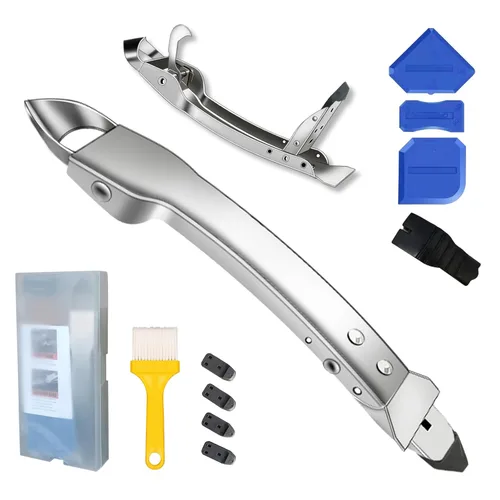 Kit de herramientas de calafateo de silicona de acero inoxidable, herramienta de eliminación de calafateo 4 en 1, herramienta de calafateo sellador,