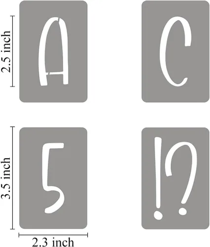 Miniatura 6 de Plantillas de letras del alfabeto de 2.5 pulgadas para pintar, paquete de 42 plantillas de letras y números con letreros para pintar sobre madera