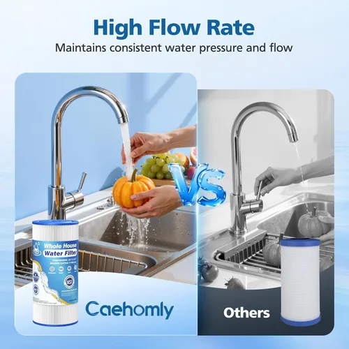 Miniatura 7 de Filtro de agua para toda la casa de 10 x 4.5 pulgadas de 5 micrones compatible con GE FXHSC, GXWH40L, Plumber W50PEHD, Culligan R50-BBSA, Pentek