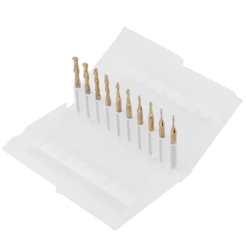Miniatura 2 de Juego de fresas de punta de bola recubiertas de titanio, 10 Uds. Juego de fresas de fresado Kit de fresas rotativas 1/8 "vástago 0.039-0.125 in