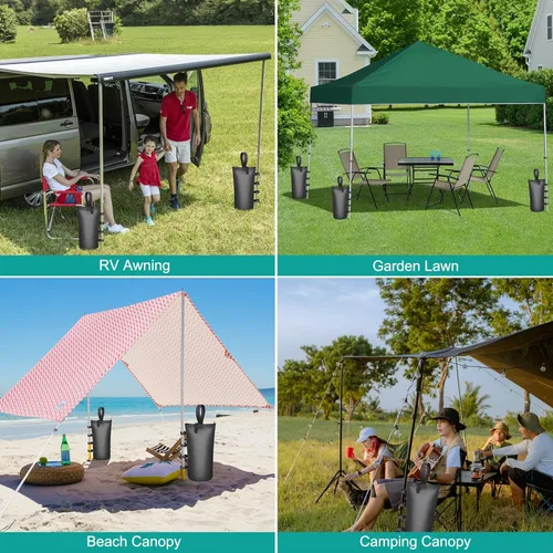 Miniatura 7 de Aimosen Bolsas de arena de 210 libras, 4 paquetes de bolsas de arena grandes y resistentes con cremallera y correas para toldos de playa, camping