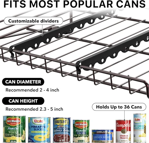 Miniatura 6 de Simple Houseware Estante Organizador de Latas Apilable para Despensa/Gabinete – 11.5 pulgadas de profundidad x 17 pulgadas de ancho x 13.75 pulgadas