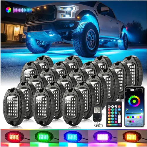 Miniatura 7 de 1 Cápsula de Repuesto para Cápsula Dañada para Luces de Roca LED RGB Segmentadas de 12v Luz Inferior Multicolor Impermeable de Neón para Jeep