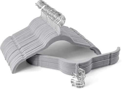 Miniatura 20 de Sishynio Perchas de terciopelo prémium para camisas, paquete de 30 unidades, antideslizante con gancho giratorio de 360°, colgador delgado flocado