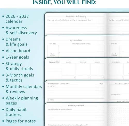 Miniatura 5 de Legend Planner Enero 2026 - Enero 2027 Agenda semanal y mensual fechada para alcanzar tus objetivos, aumentar la productividad y vivir más feliz.
