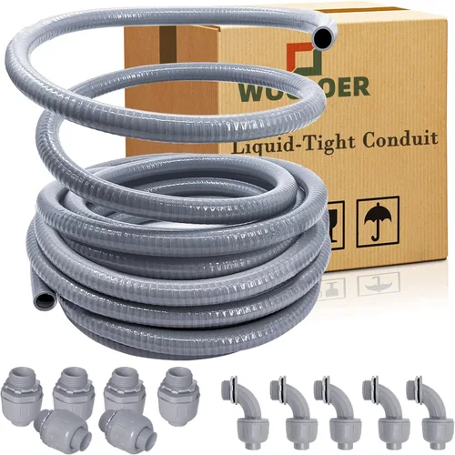 Miniatura 10 de Conducto hermético a los líquidos - Kit de conducto eléctrico hermético a líquidos flexible no metálico de 1 pulgada y 50 pies, con 6 accesorios