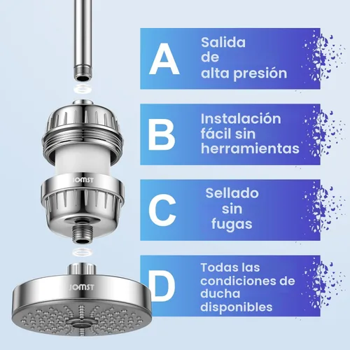Miniatura 5 de Filtro de ducha de 25 etapas con 3 núcleos, maximiza la filtración de sedimentos de ducha y reduce el 97.45% del cloro en el agua de la ducha