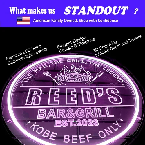 Miniatura 3 de Letreros de neón personalizados para bar y parrilla, letrero LED con nombre personalizado, para el hogar, bar, parrilla, barbacoa, para patio