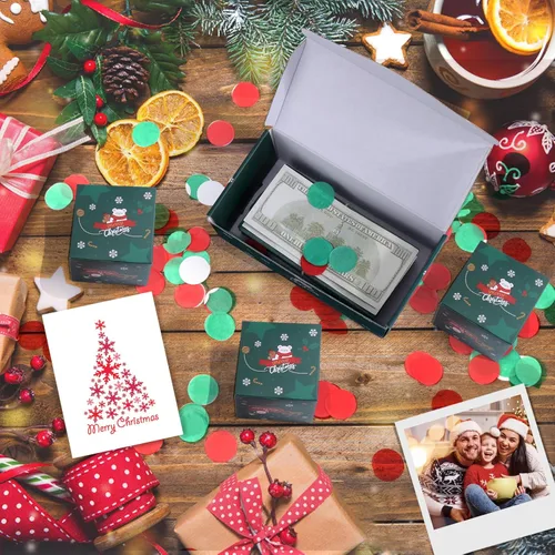 Miniatura 6 de Caja de regalo explosiva sorpresa de Navidad de BABORUI para dinero, caja de regalo explosiva de Navidad con confeti, caja sorpresa desplegable