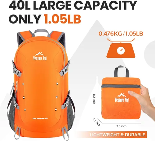 Miniatura 5 de Venture Pal - Mochila de senderismo ligera y plegable para viajes de 40L