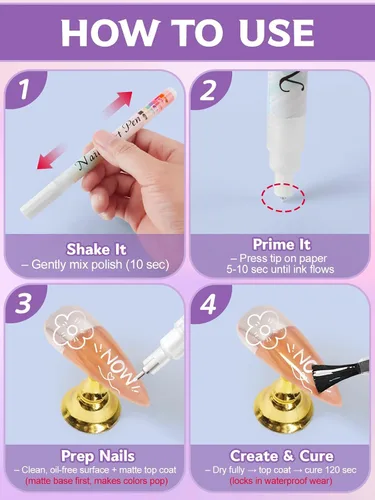 Miniatura 7 de 1 unidad de lápices blancos para arte de uñas, Kalolary 0.5mm marcadores de arte de uñas, punto de grafiti, lápiz de puntos, pincel de dibujo