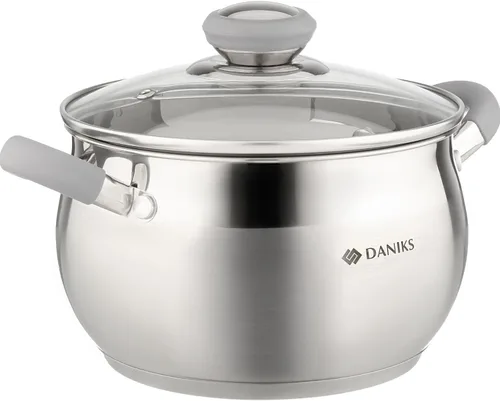 Miniatura 12 de Daniks - Olla moderna de acero inoxidable con tapa de vidrio, inducción, 2 cuartos, olla apta para lavavajillas, asas a prueba de calor, olla