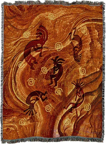 Miniatura 4 de Pure Country Weavers Kokopelli - Manta de The Ancient Ones, diseño de arte del suroeste, manta tejida de algodón, fabricada en los Estados Unidos