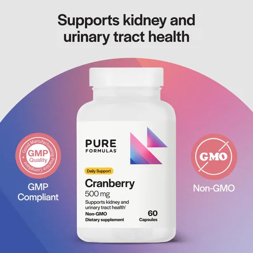 Miniatura 3 de PureFormulas Cranberry 500 mg – Apoya la salud de los riñones y del tracto urinario – Suplemento antioxidante para la protección inmune y la salud